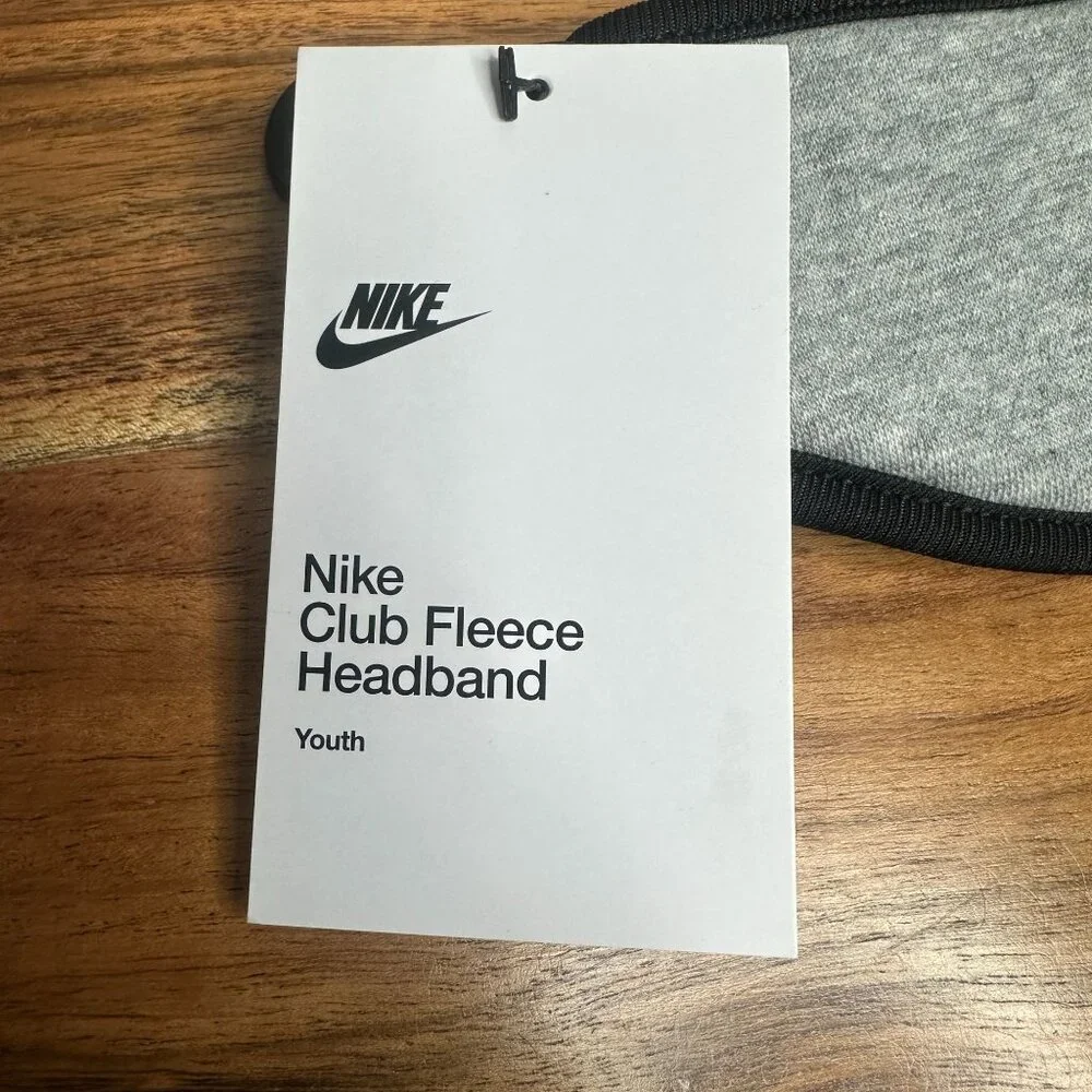 NWT Nike Club Fleece Headband Ear Warmer Youth Boys Girls ONE SIZE (Grey/Black)